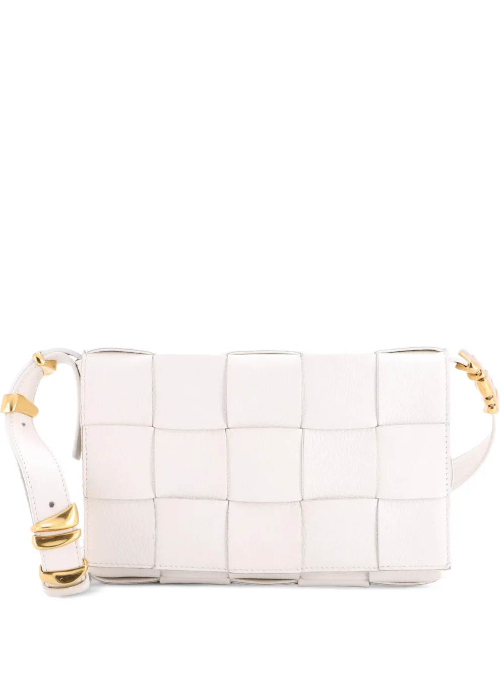 Bottega Veneta Pre-Owned Cassette Maxi Intrecciato Grained Leather crossbody bag - White