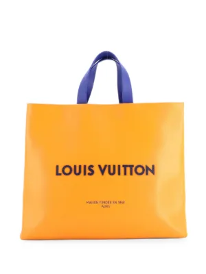 LOUIS VUITTON オレンジショッピングバッグ 特大　正規品　美品 Louis Vuitton Pre-Owned ショッパー レザー MM トートバッグ