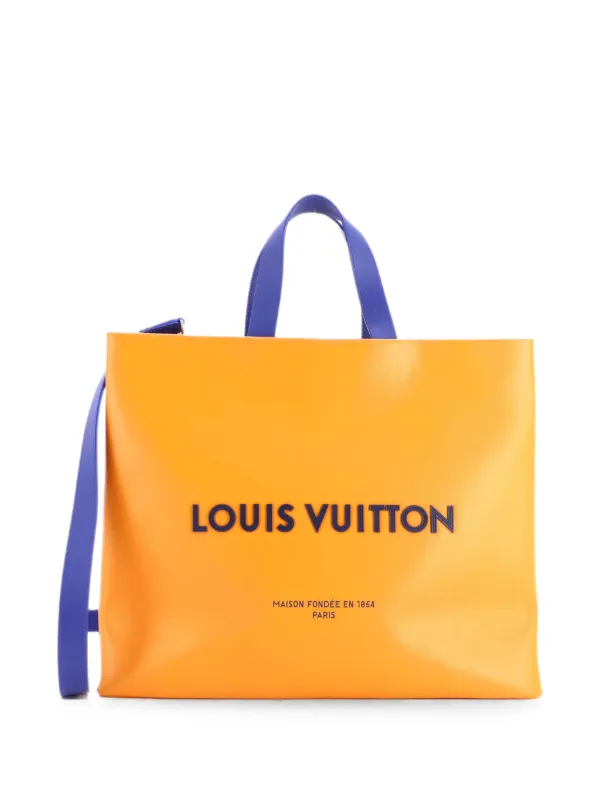 LOUIS VUITTON エコバッグ オレンジ イエロー Louis Vuitton Pre-Owned ショッパー レザー MM トートバッグ