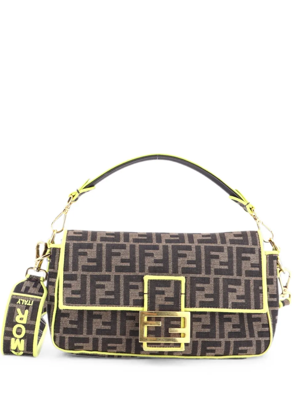 Fendi Pre-Owned Borsa a spalla Baguette NM media in tela con motivo Zucca - Giallo