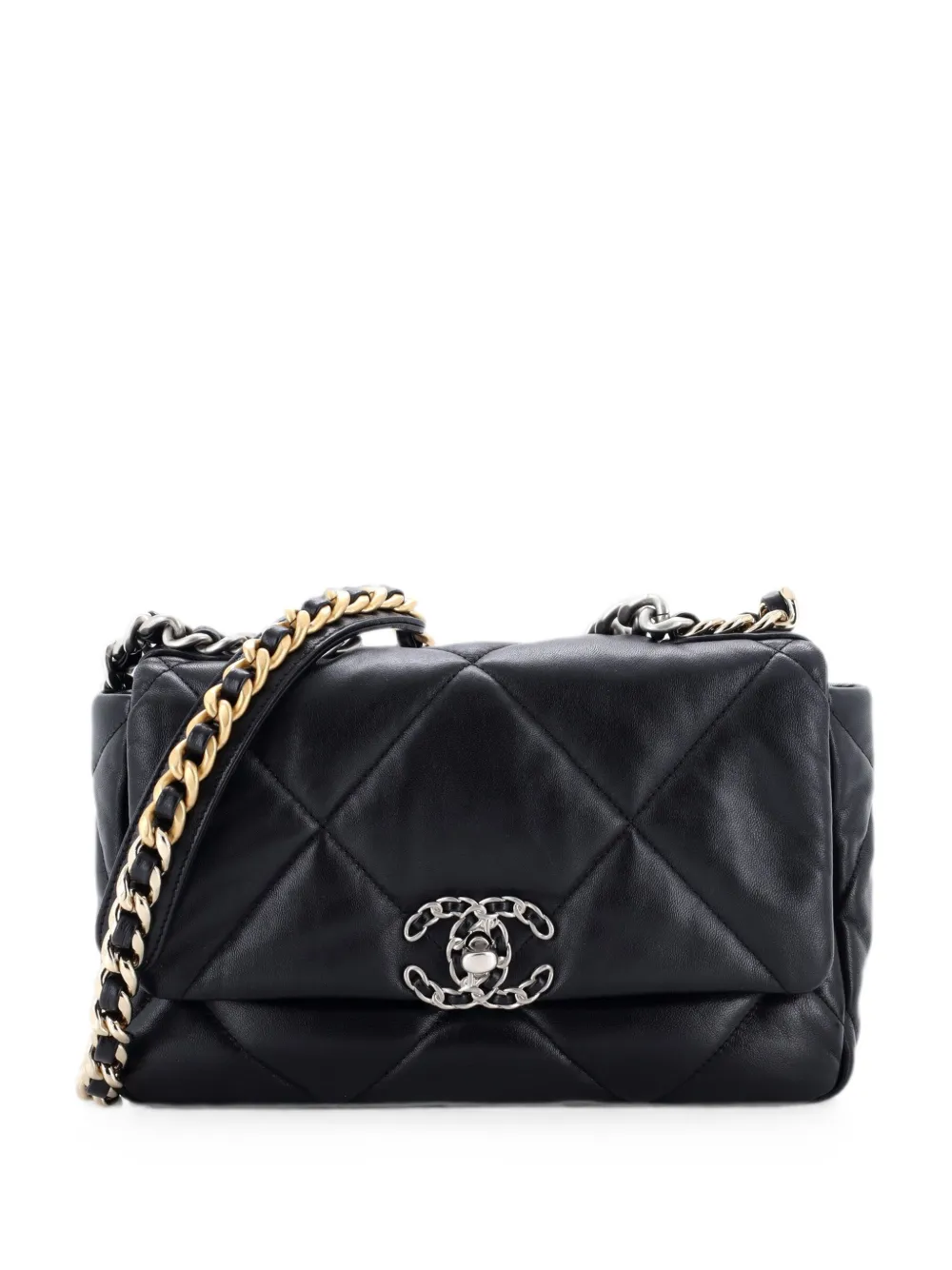 CHANEL Pre-Owned Borsa a tracolla 19 media in pelle trapuntata con battente - Nero