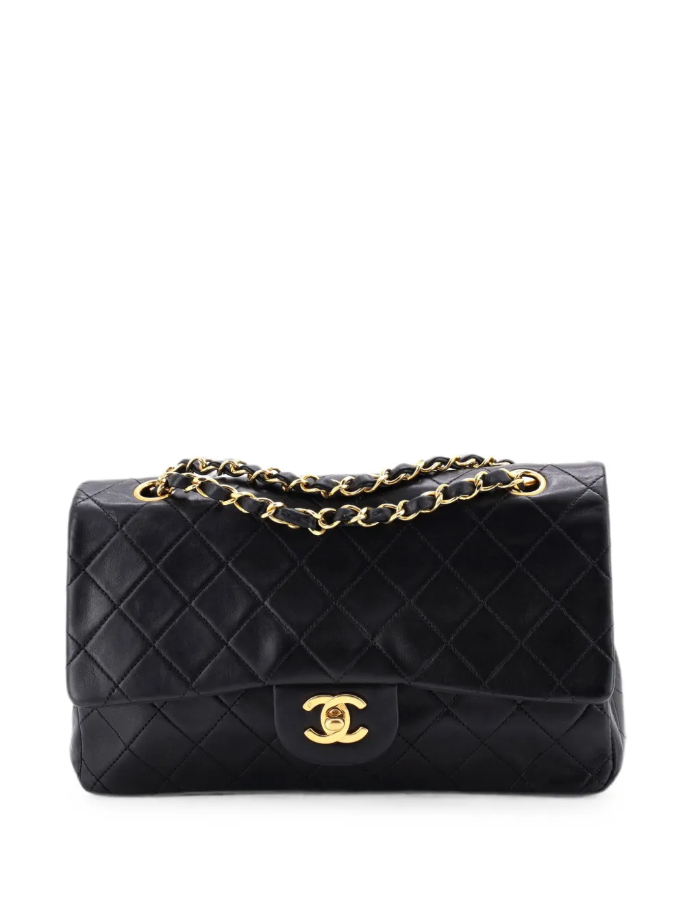CHANEL Pre-Owned Classic Double Flap Bag Quilted Lambskin Medium shoulder bag - Black
