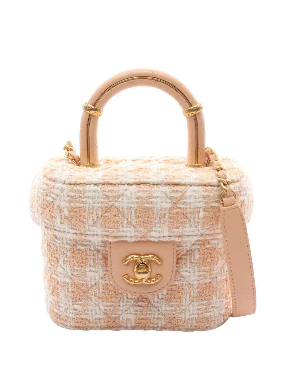 CHANEL Pre-Owned Borsa a tracolla Crush in tweed trapuntato con manico 2021-2026 - Toni neutri