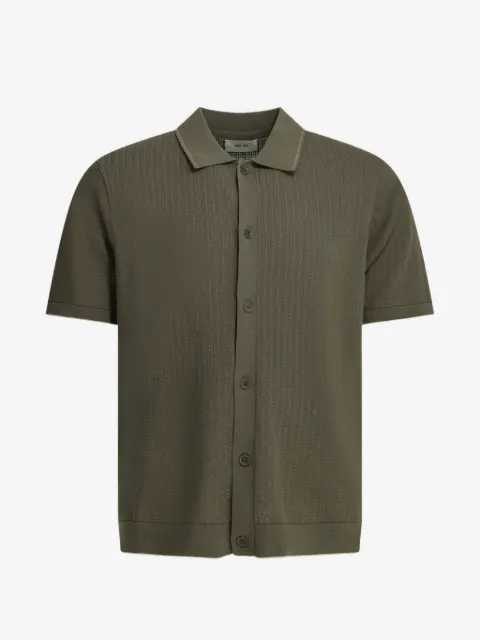 NN07 Nalo textured-knit button-up shirt