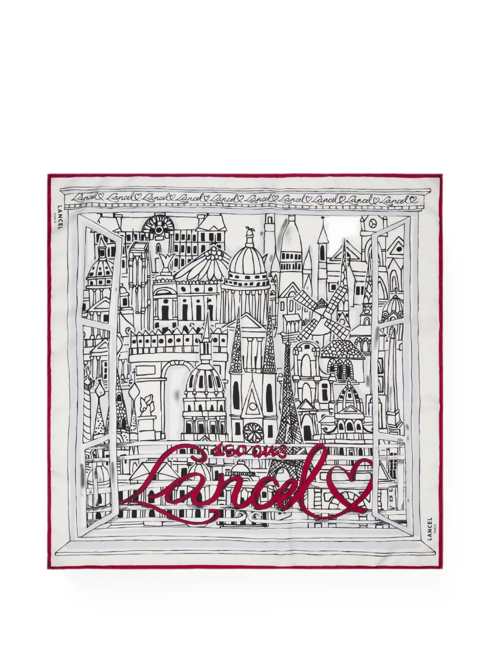 Lancel Paris a la Fenetre printed scarf - White