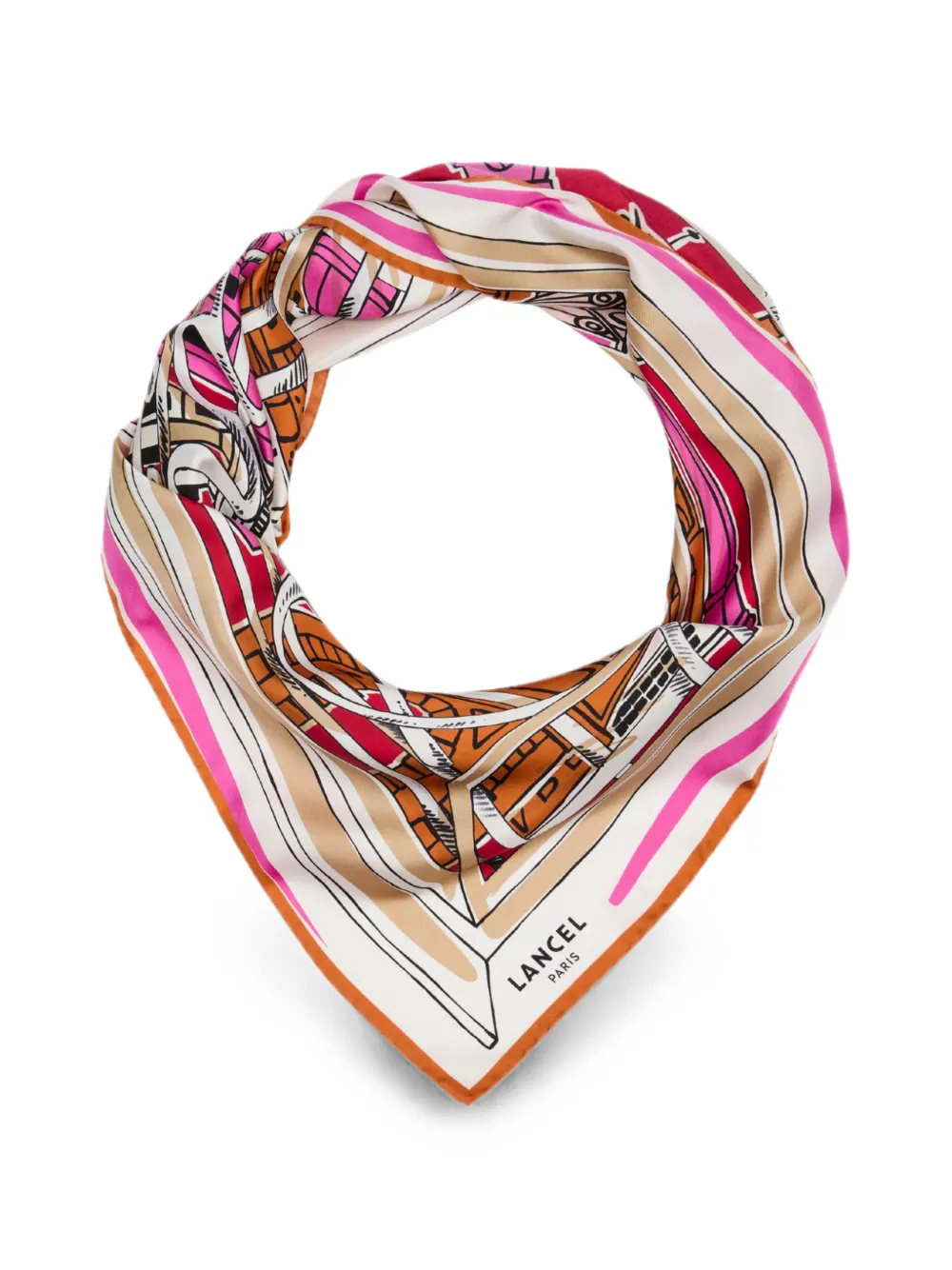 Lancel Paris a la Fenetre printed scarf - Red