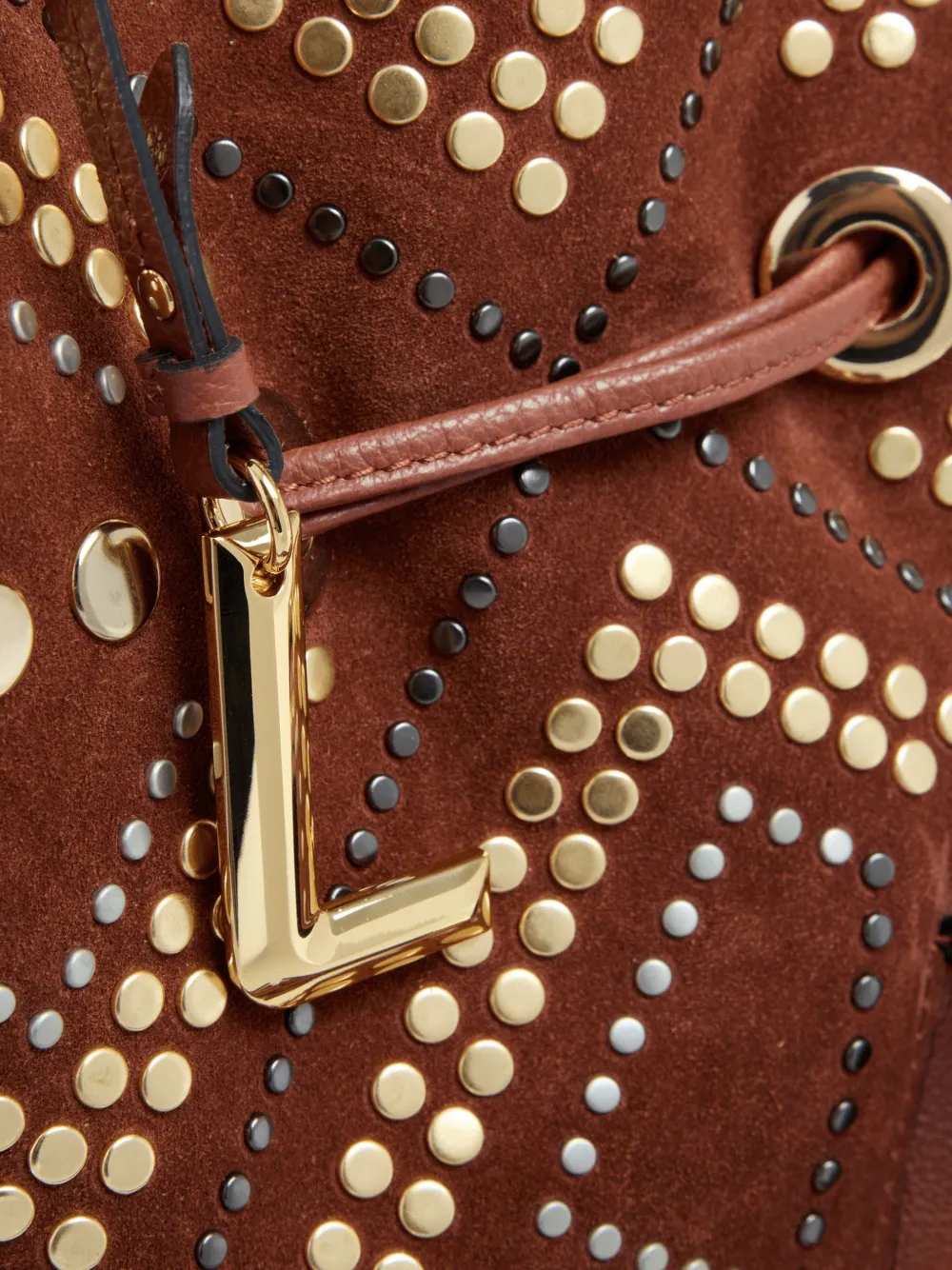 Lancel Premier Flirt medium bucket-tas met studs Bruin