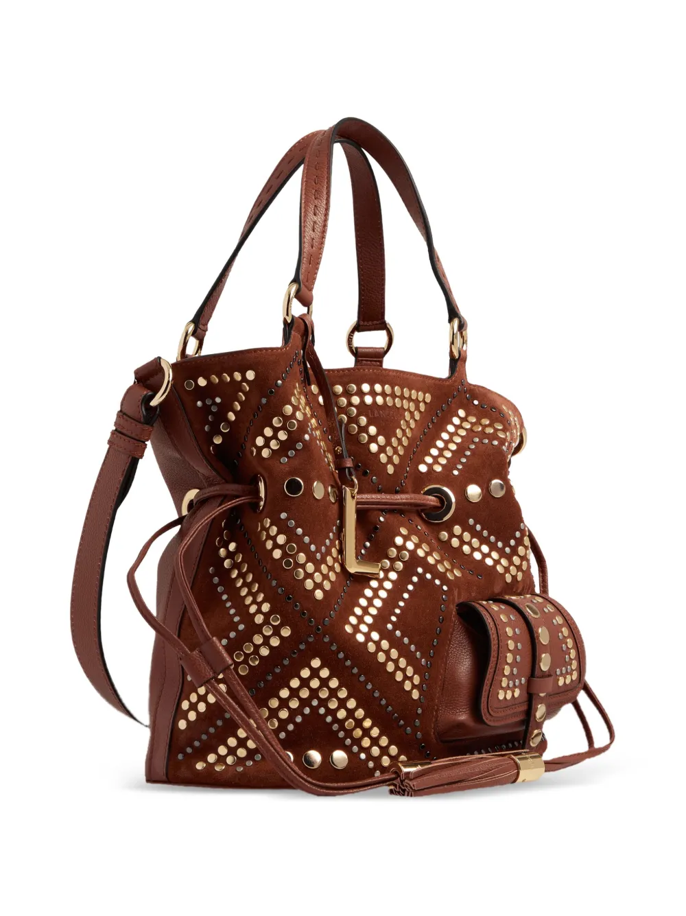 Lancel Premier Flirt medium bucket-tas met studs Bruin