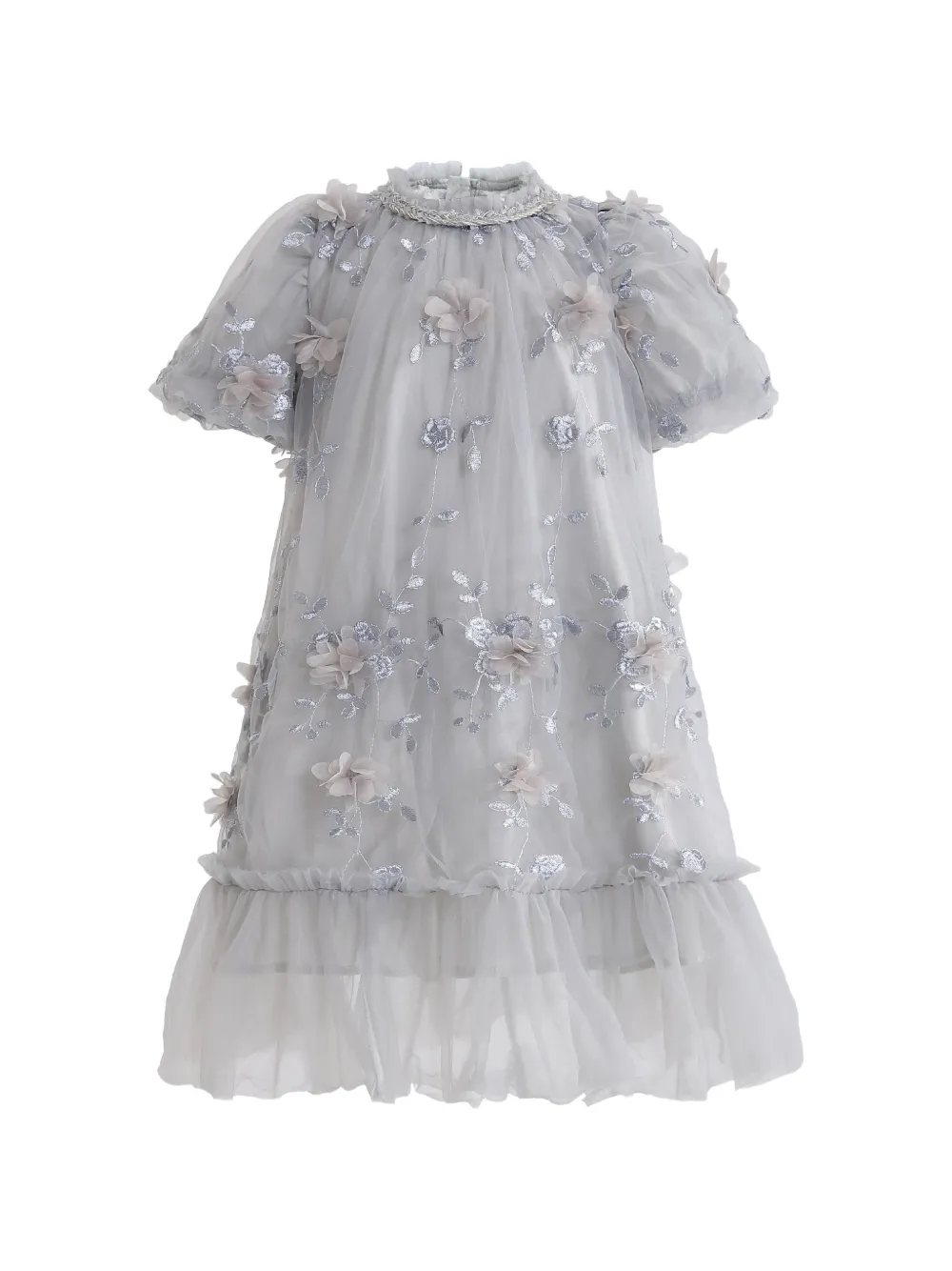 Sweet Cactus Bloom floral-embroidered dress - Grigio