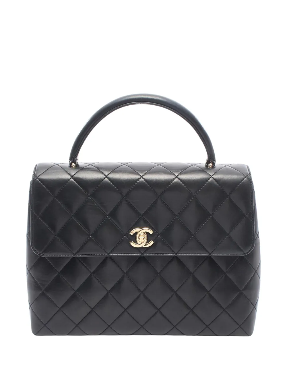 CHANEL Pre-Owned Borsa a mano Kelly in pelle di agnello trapuntata con manico e logo 1997-1999 - Nero