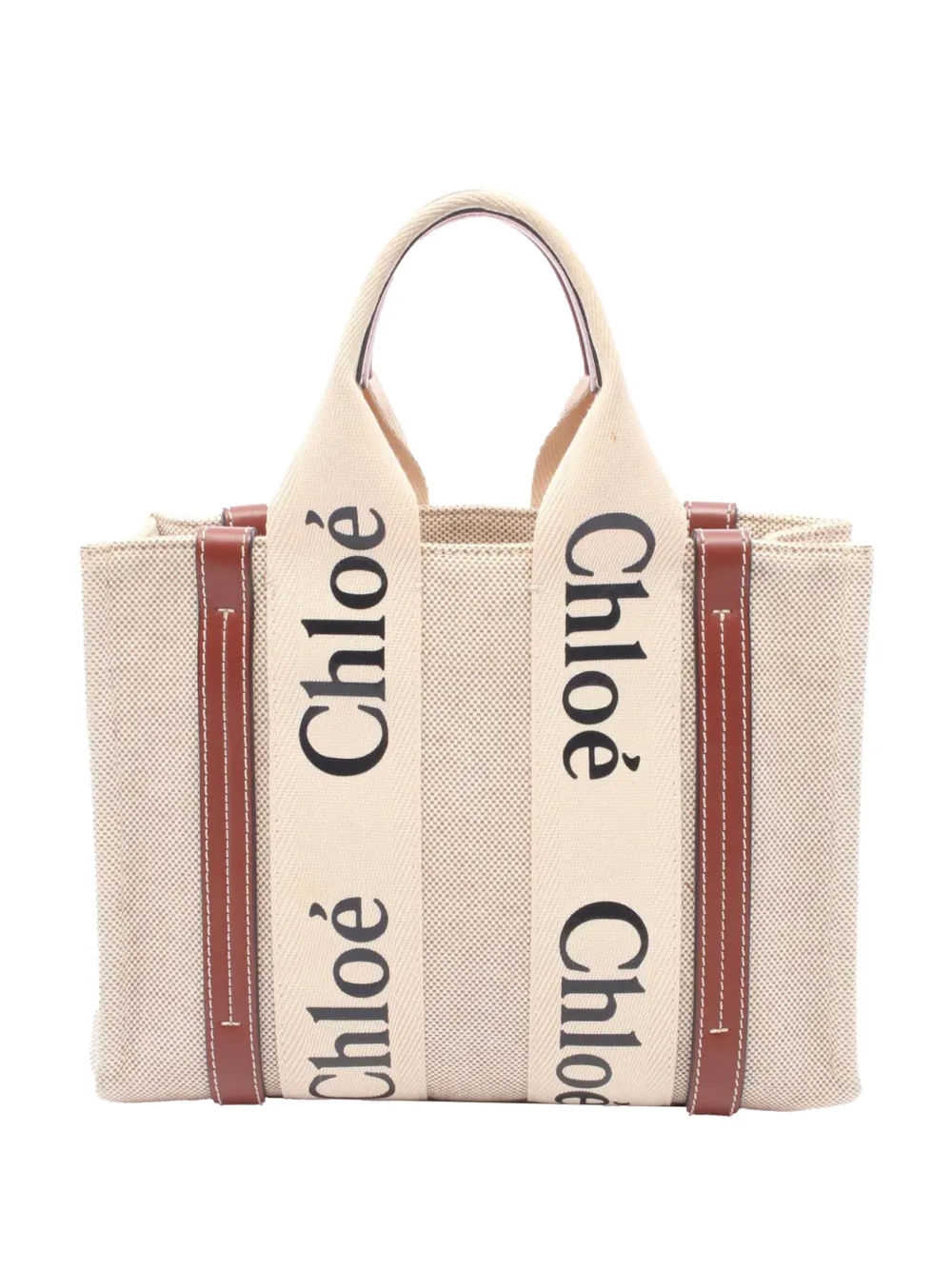 Chloé Pre-Owned Borsa a tracolla Woody piccola in tela 2010-2026 - Toni neutri