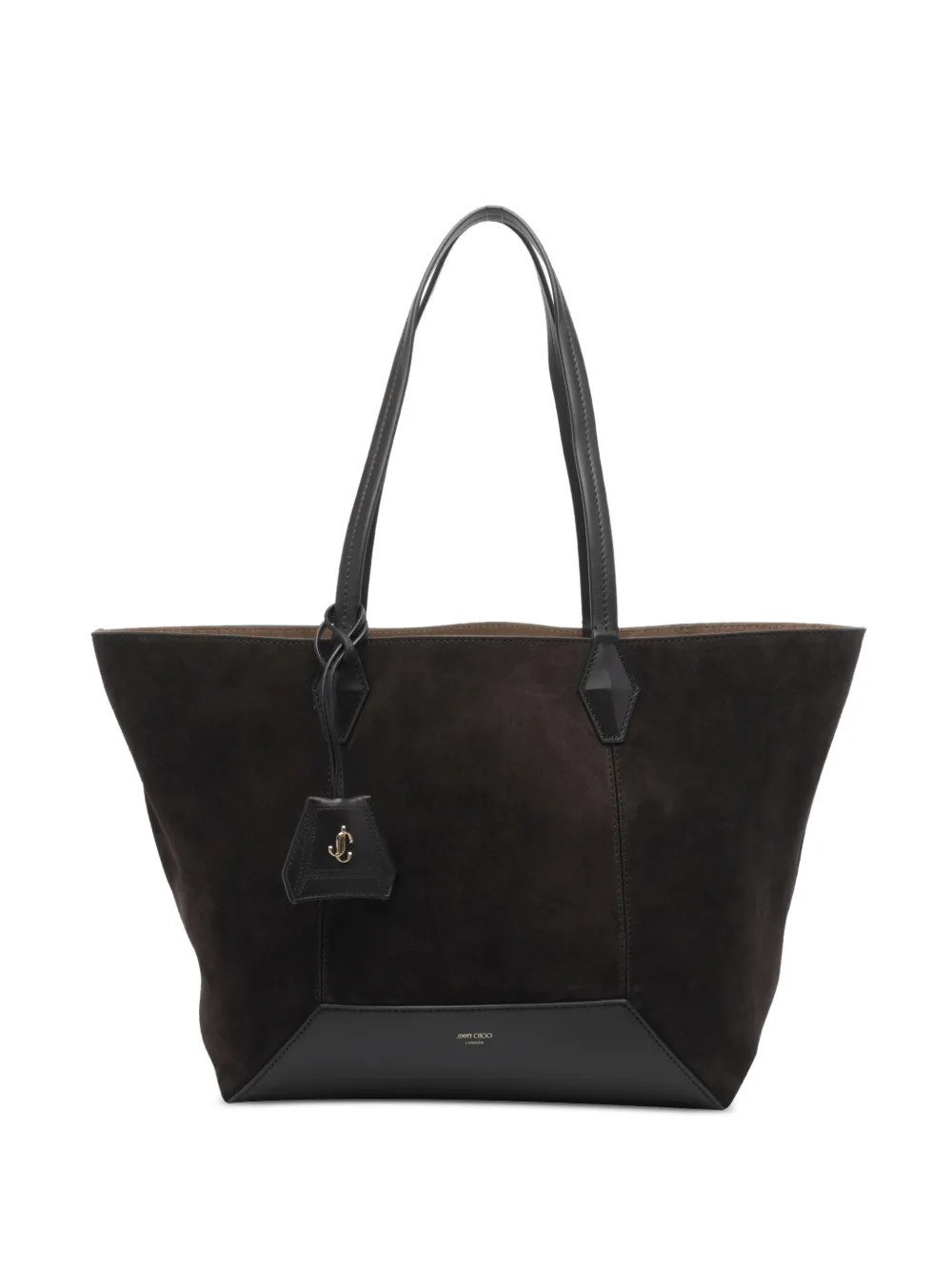 Jimmy Choo Diamond leather-trimmed tote bag - Brown