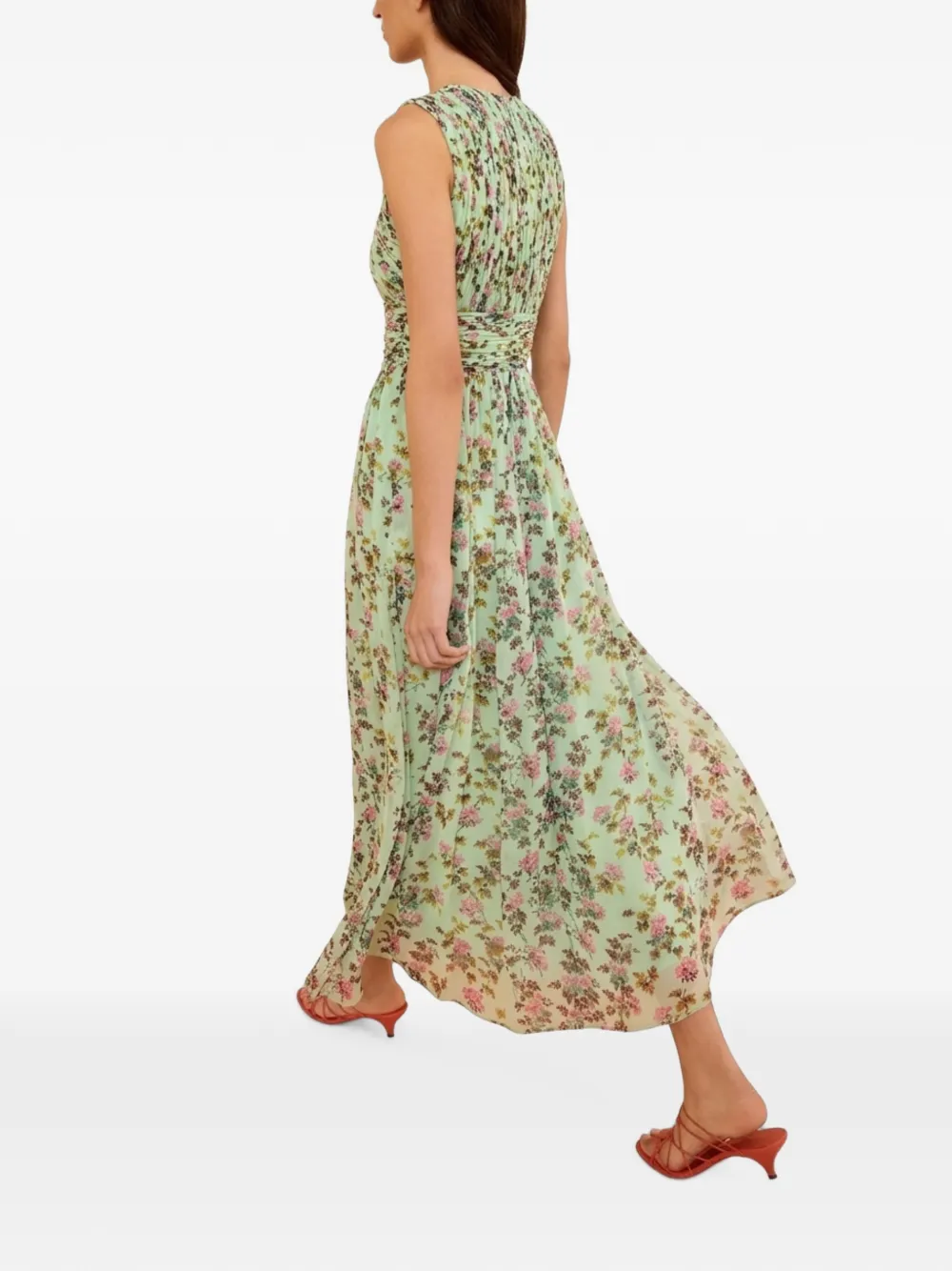 Ulla Johnson Celestina zijden midi-jurk met bloemenprint Groen