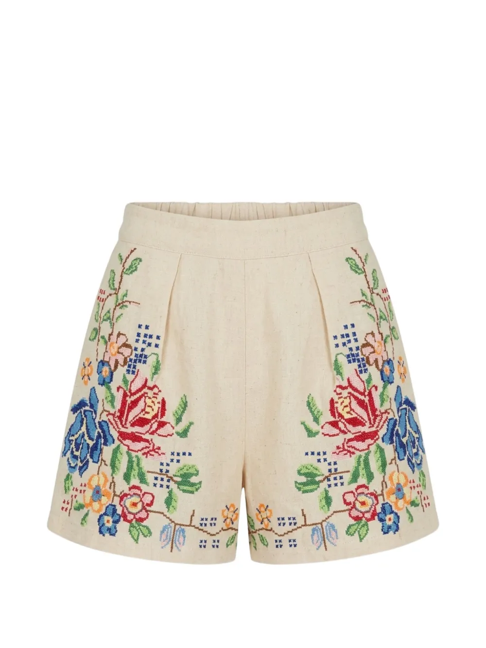 orsina floral-embroidered pleated shorts - Toni neutri