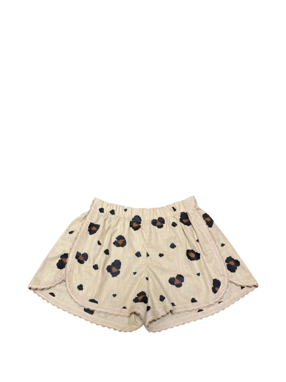 Orsina Animal-print Lace-trim Shorts In Neutral