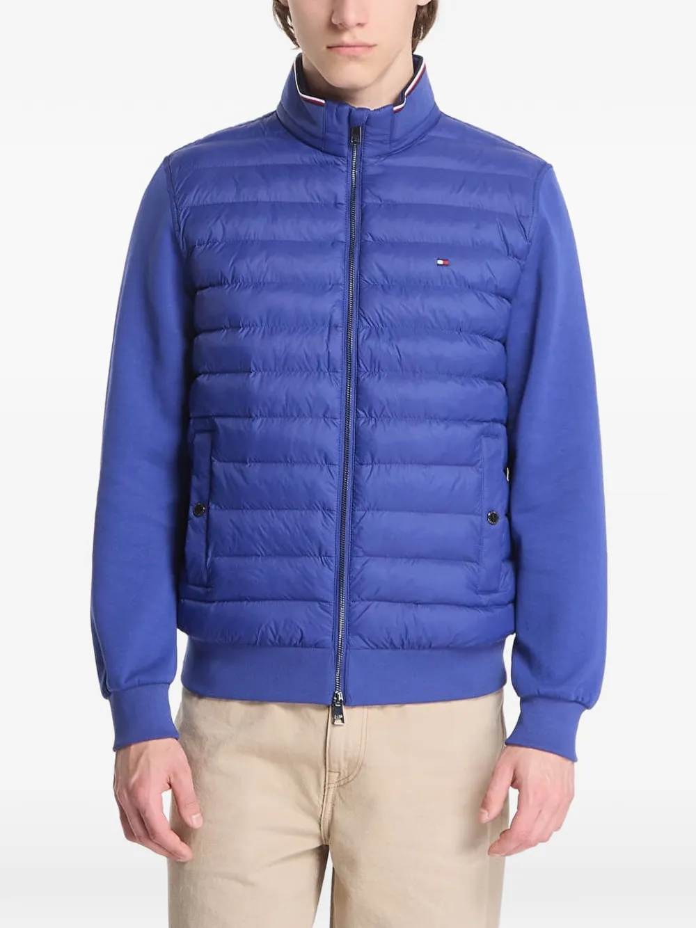 Tommy Hilfiger quilted-panel zip-up sweater - Blue