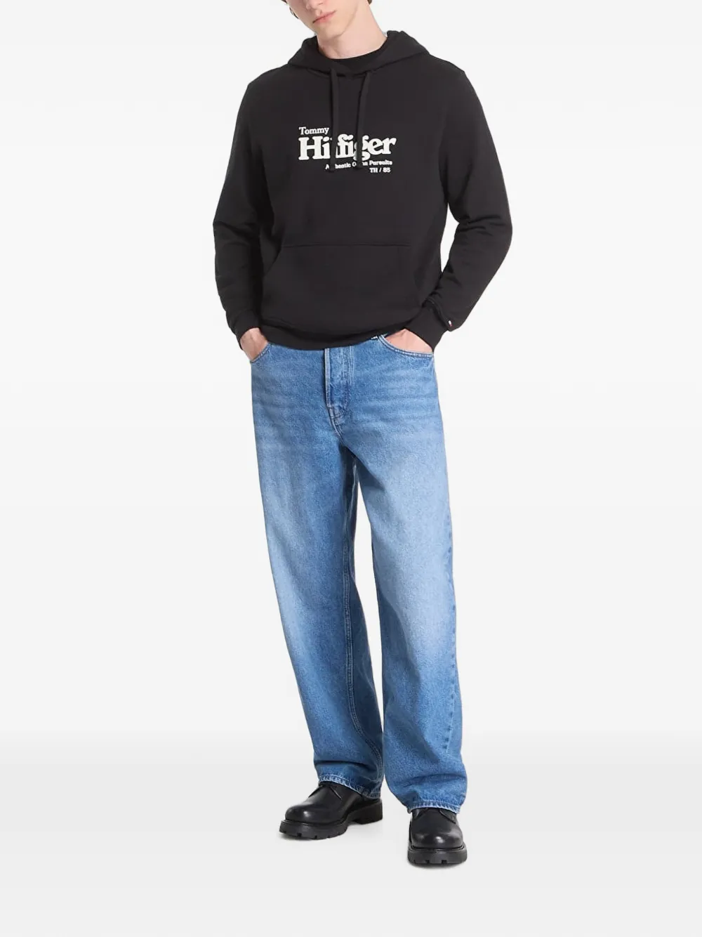 Tommy Hilfiger logo-print drawstring hoodie - Nero