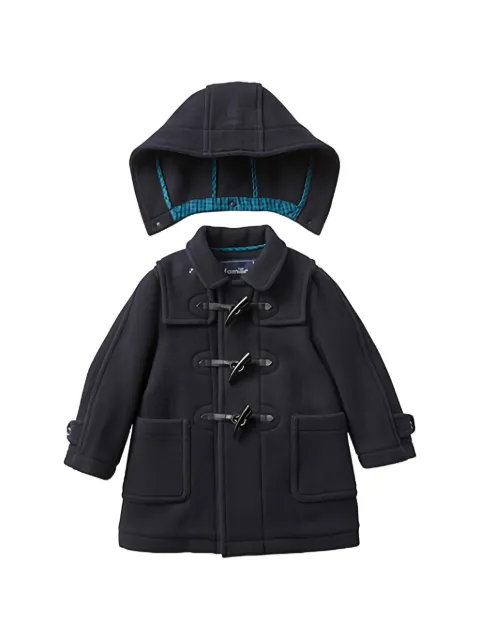 familiar hooded toggle-fastening duffle coat