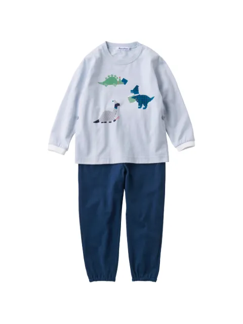 familiar dinosaur-motif cotton pajamas set (set of two)
