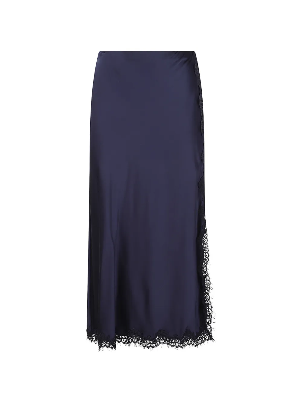 Alice + olivia Maeve lace-trim satin midi skirt Blauw