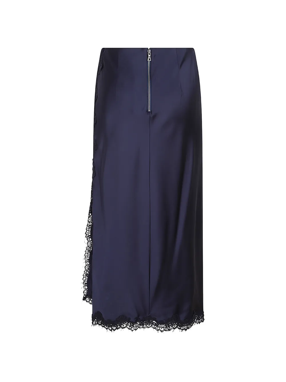 alice + olivia Maeve lace-trim satin midi skirt Blauw