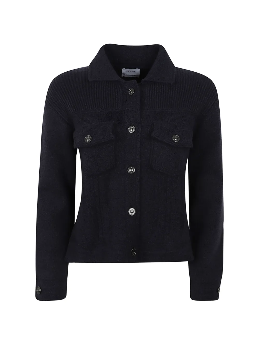 Barrie ribbed-knit button-up jacket Blauw