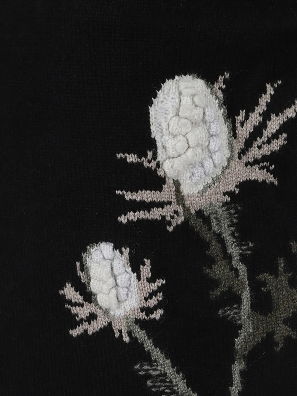 Barrie thistle-intarsia notched-neck top Zwart