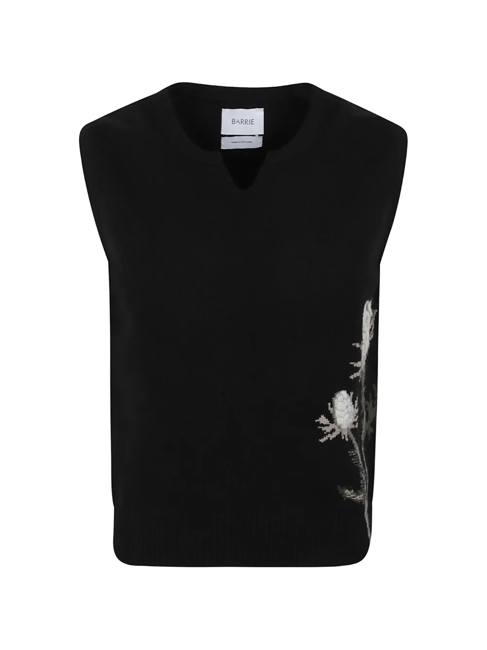 Barrie thistle-intarsia notched-neck top - Nero