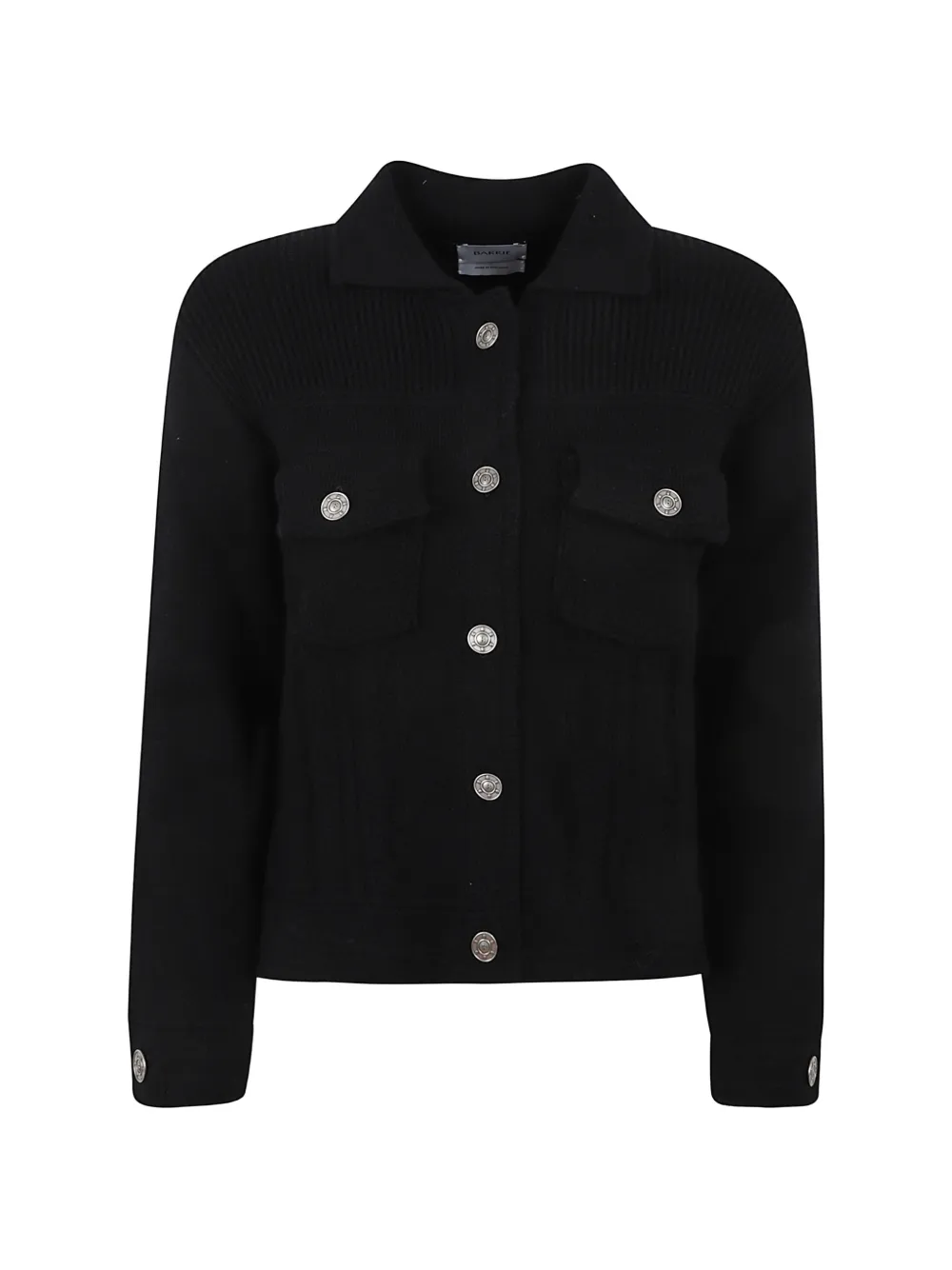 Barrie ribbed-knit button-up jacket Zwart