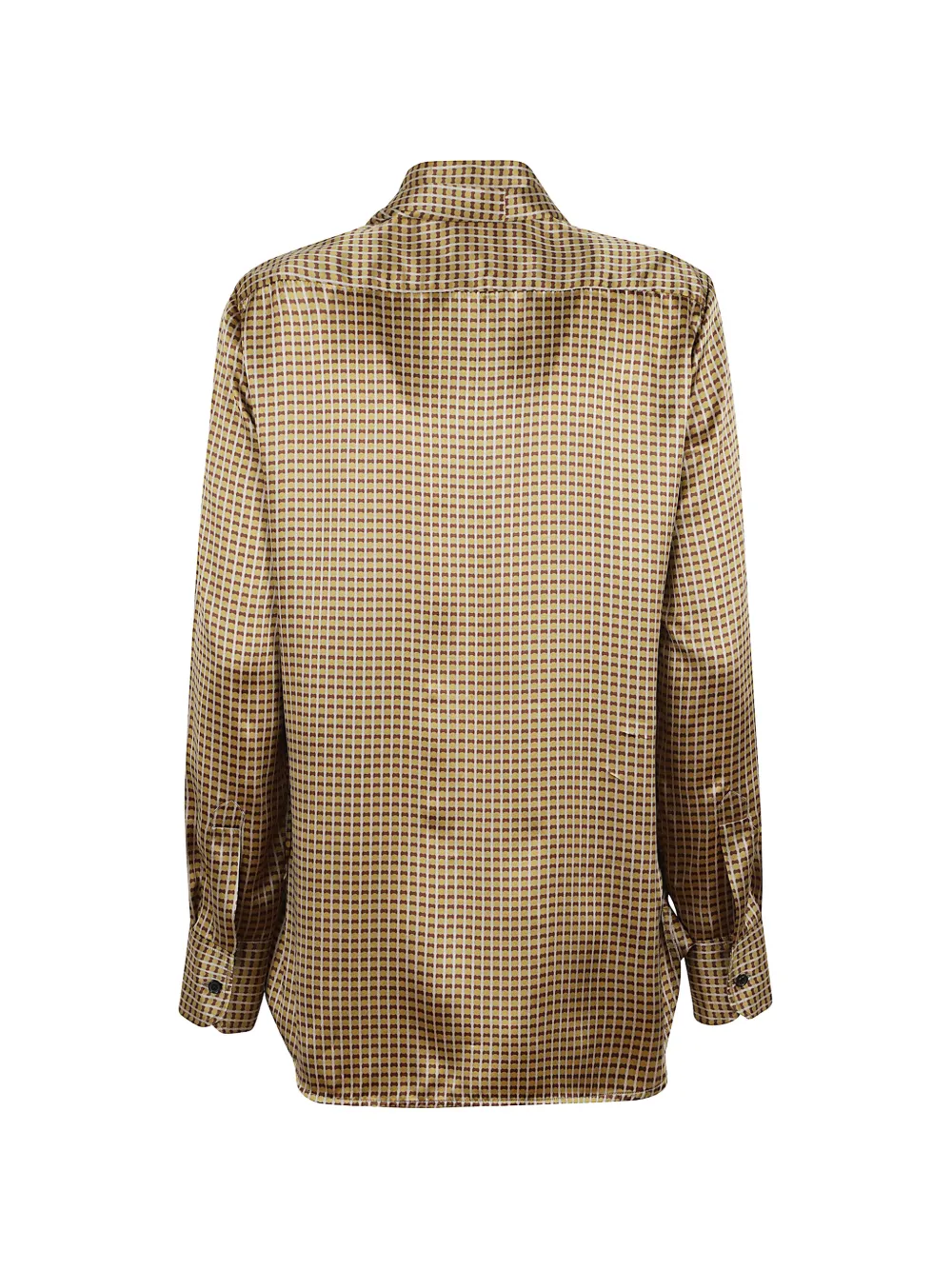 Kiton Geometric-print Pussy-bow Shirt in Yellow, view 2