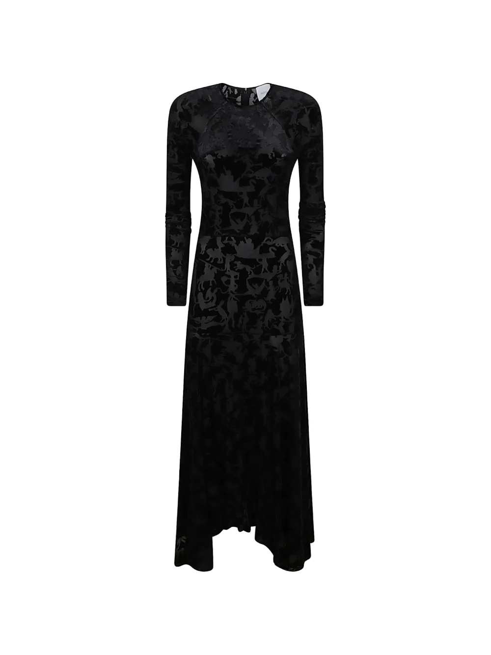 Patou devoré-effect long-sleeve maxi dress Zwart