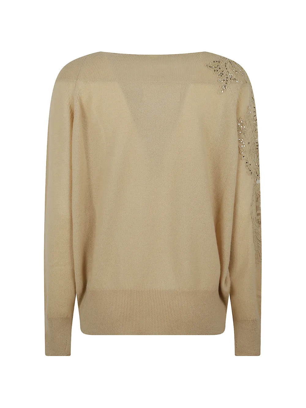 Ermanno Scervino Trui verfraaid met kant en kristallen Beige