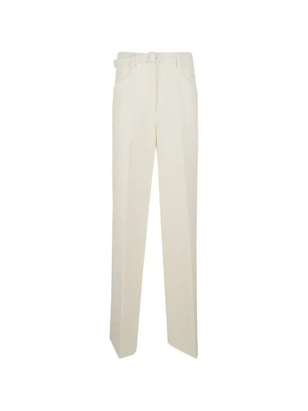 Gabriela Hearst Belted Pressed-crease Trousers in Neutrals