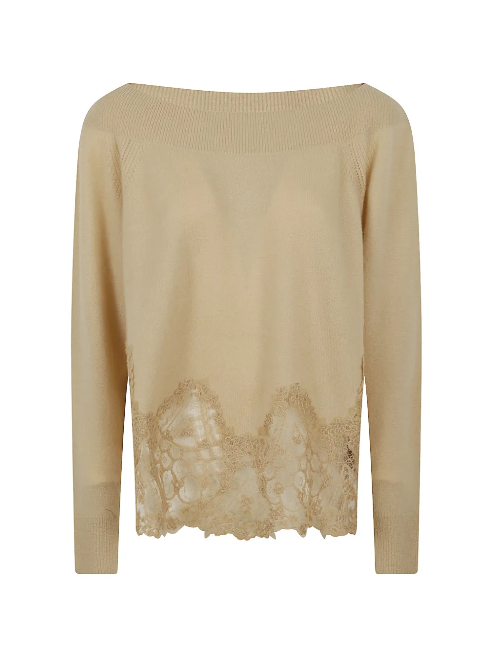 Ermanno Scervino lace-trim off-shoulder sweater - Nude