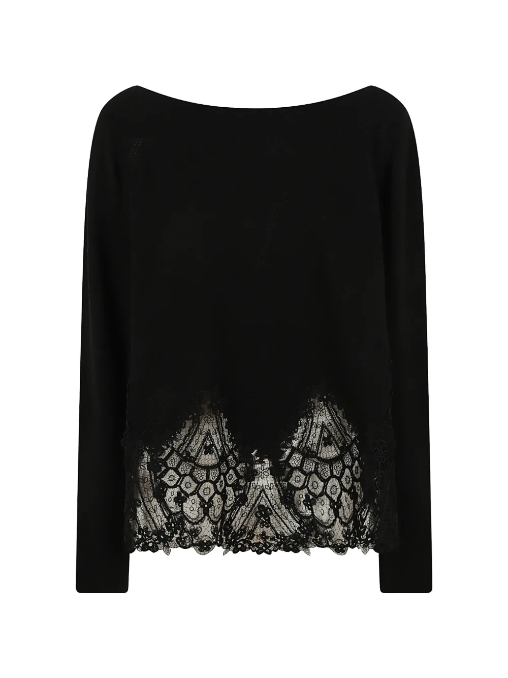 Ermanno Scervino lace-trim cashmere sweater - Nero