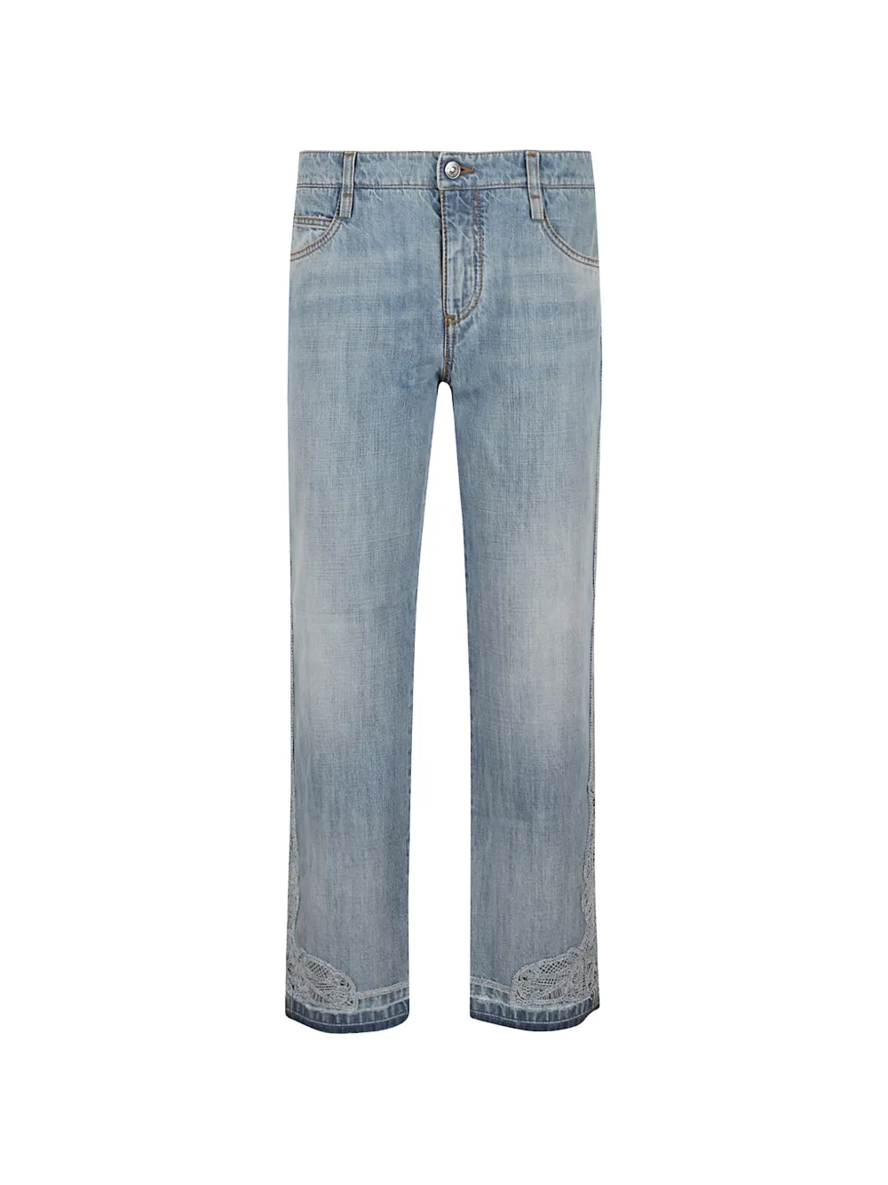 Ermanno Scervino lace-trim straight-leg jeans - Blau