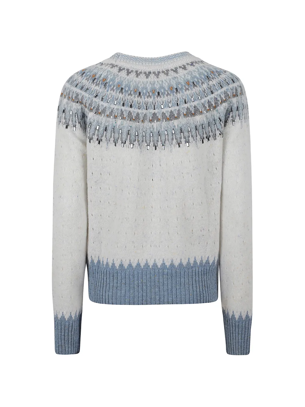 Ermanno Scervino Fair Isle trui verfraaid met kristallen Wit