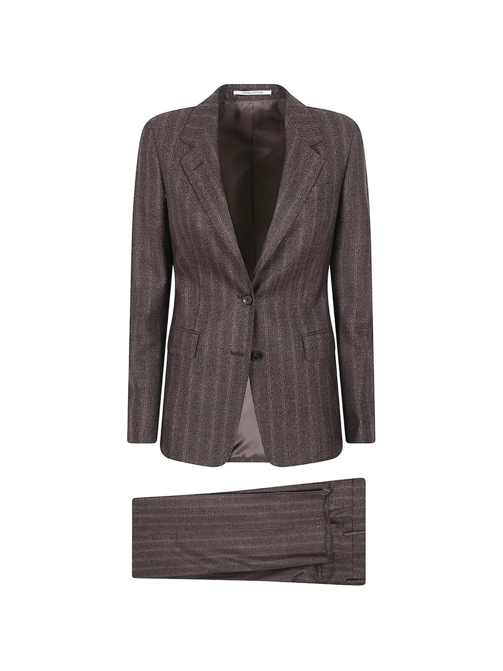 Tagliatore pinstripe-pattern herringbone-weave suit - Marrone