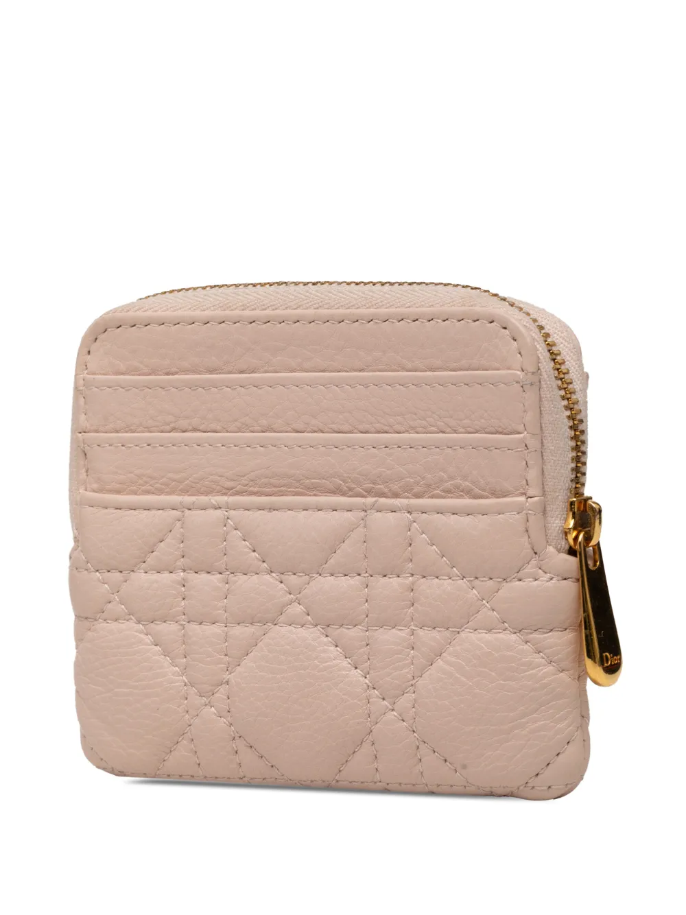Dior Pre-owned 2024 Calfskin Cannage Supple Caro Lavender Coin Pouch in Pink, view 2