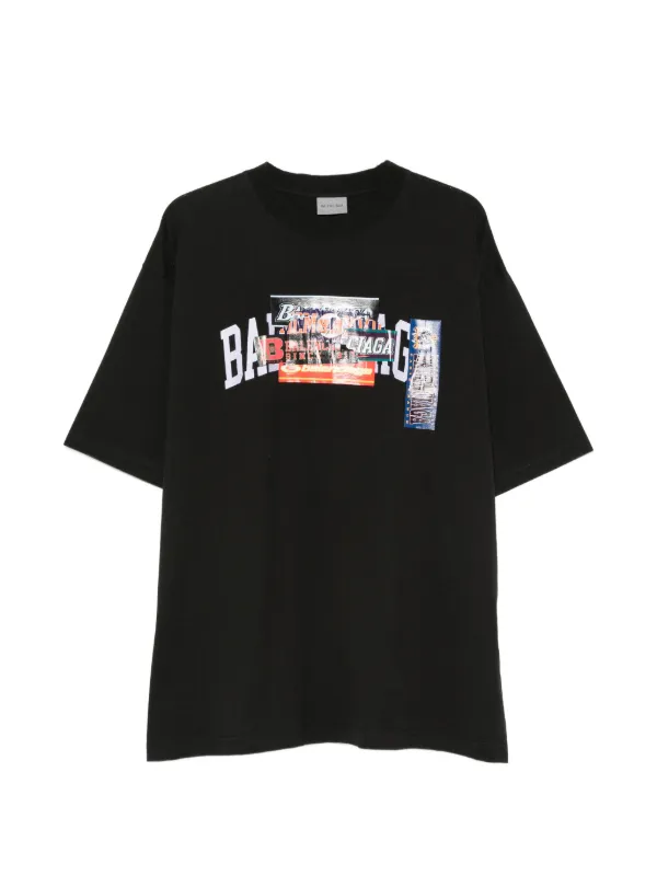 Balenciaga Bumper Stickers Medium Fit T-shirt in Black