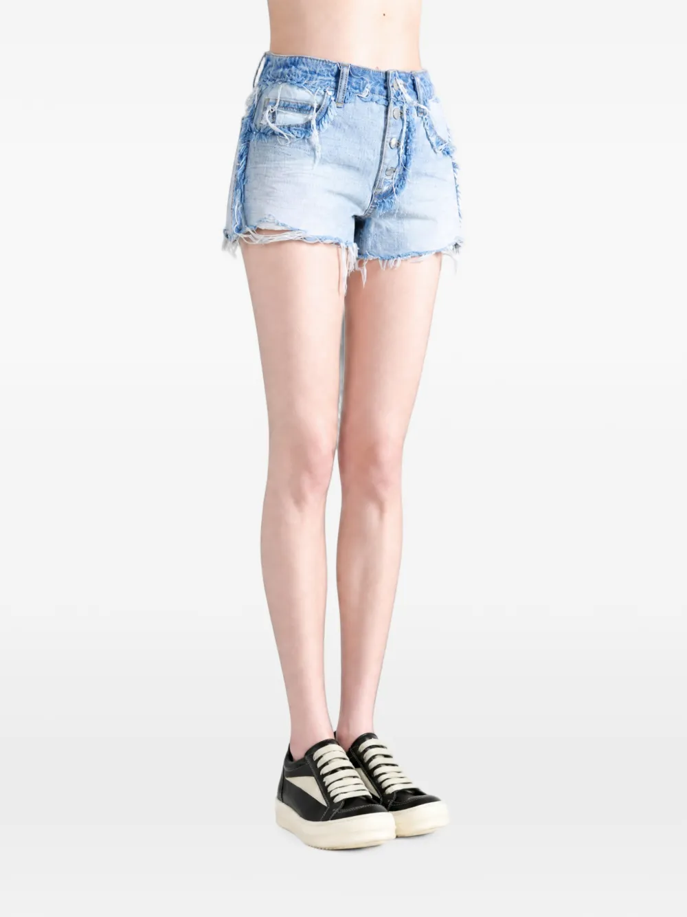 Alexander Wang Gedeconstrueerde shorts met franje Blauw
