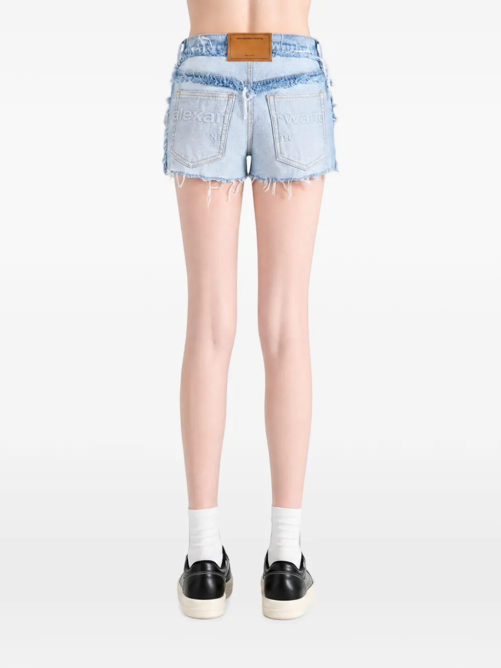 Alexander Wang Gedeconstrueerde shorts met franje Blauw