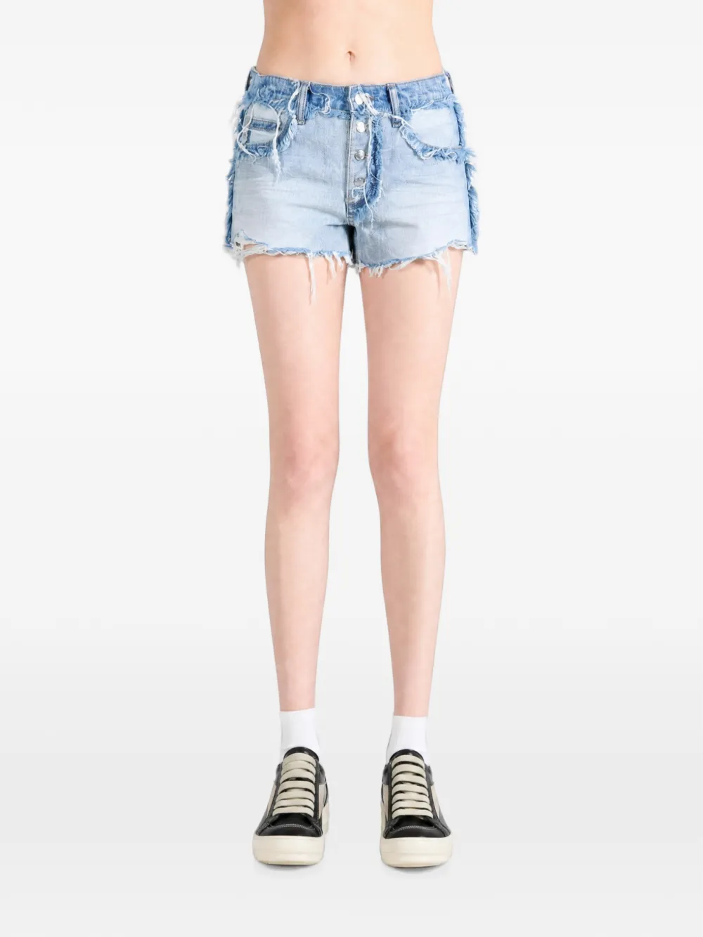 Alexander Wang Gedeconstrueerde shorts met franje Blauw