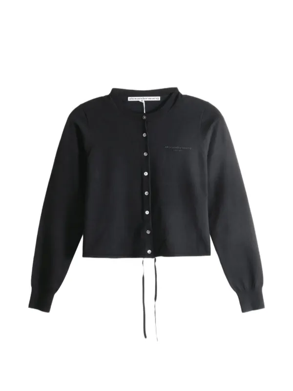 Alexander Wang Logo-embroidered Drawstring Cardigan in Black