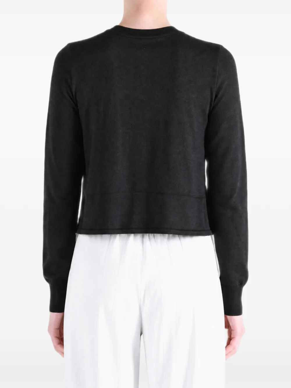 Alexander Wang Logo-embroidered Drawstring Cardigan in Black, view 4