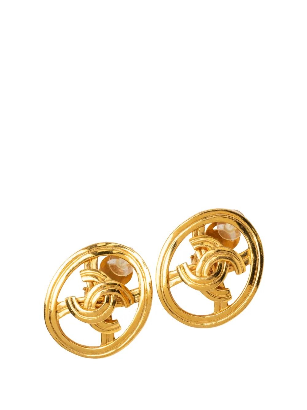 CHANEL Pre-Owned Orecchini ovali a clip CC placcati oro 1996