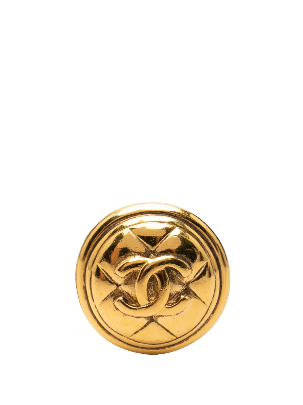 CHANEL Pre-Owned Spilla CC placcata oro con design rotondo trapuntato 1970-1980