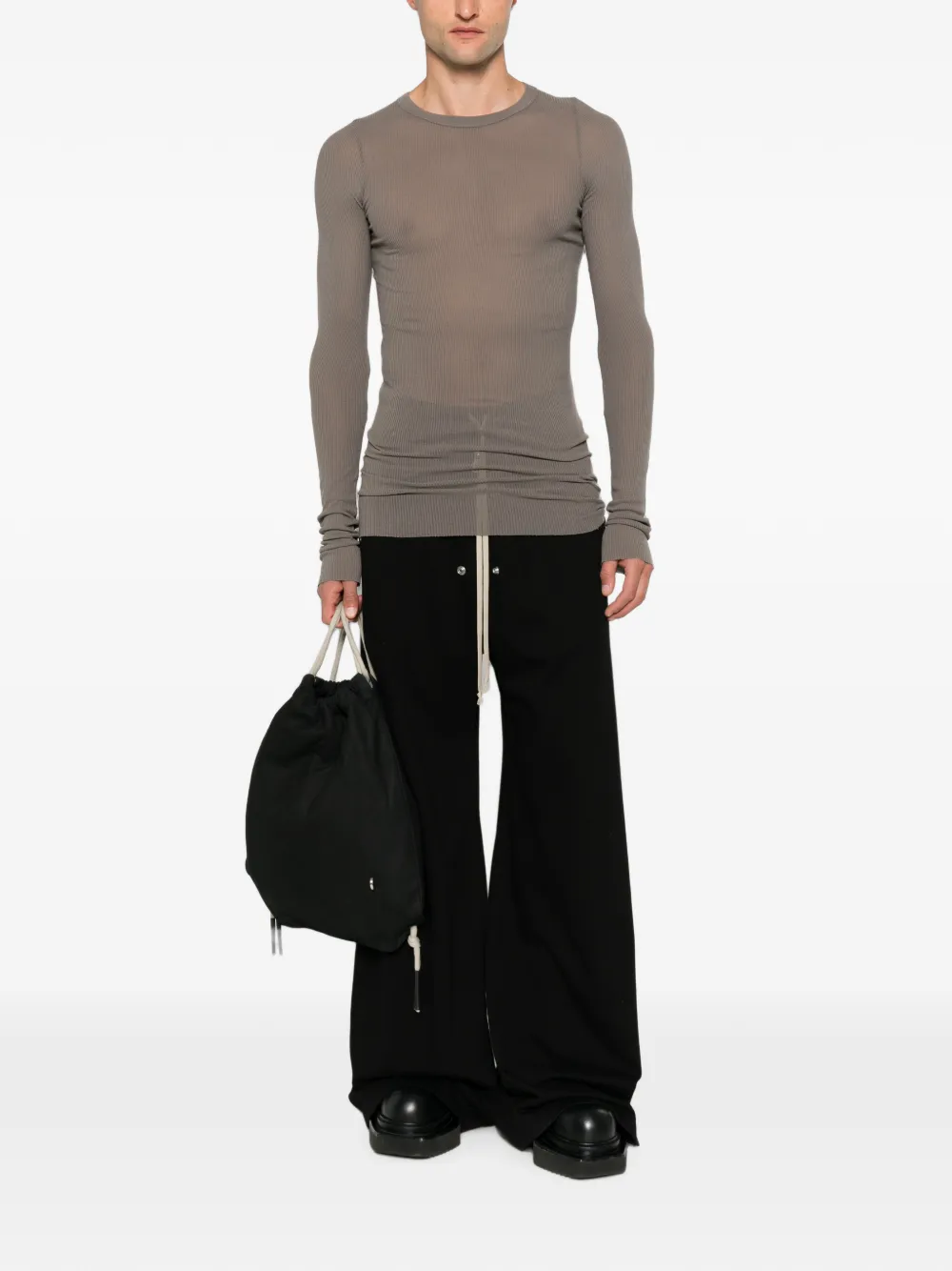 Rick Owens Ribgebreid T-shirt Grijs