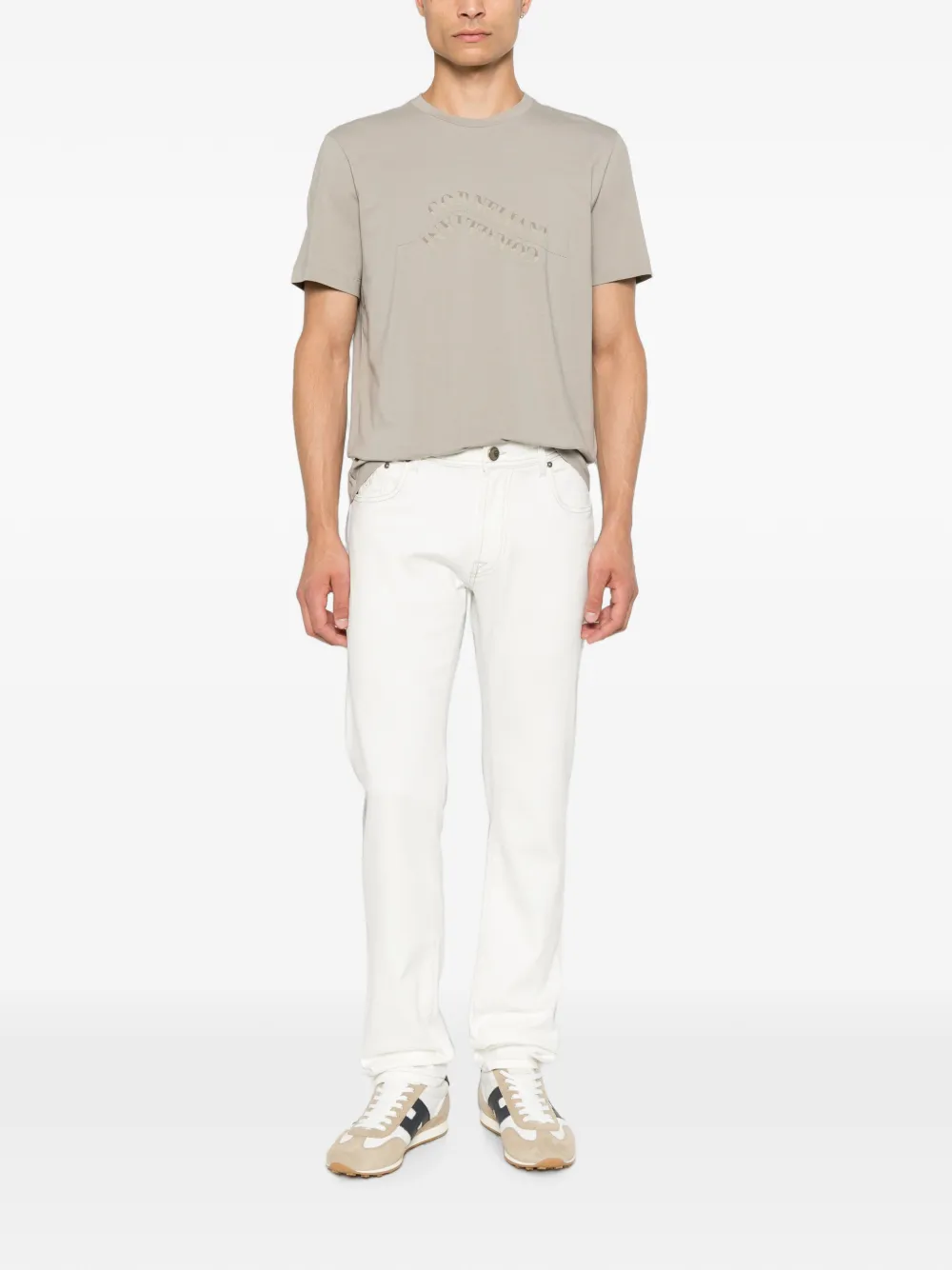 Corneliani T-shirt met logoprint Beige