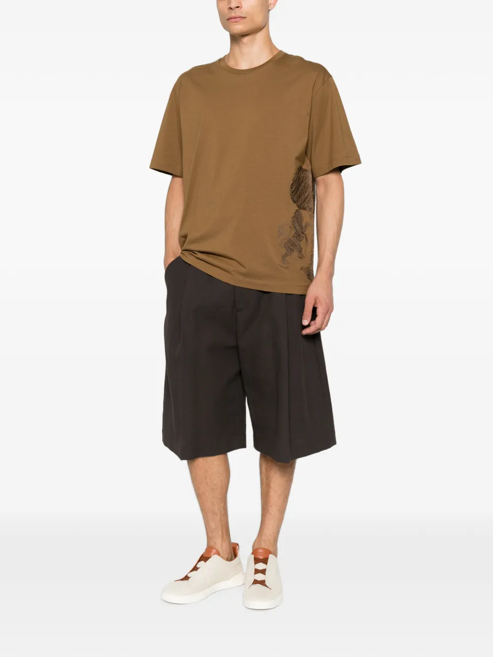 Corneliani T-shirt met geborduurde boom Beige